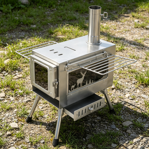 Portable Wood Burning Stove with Chimney Pipe