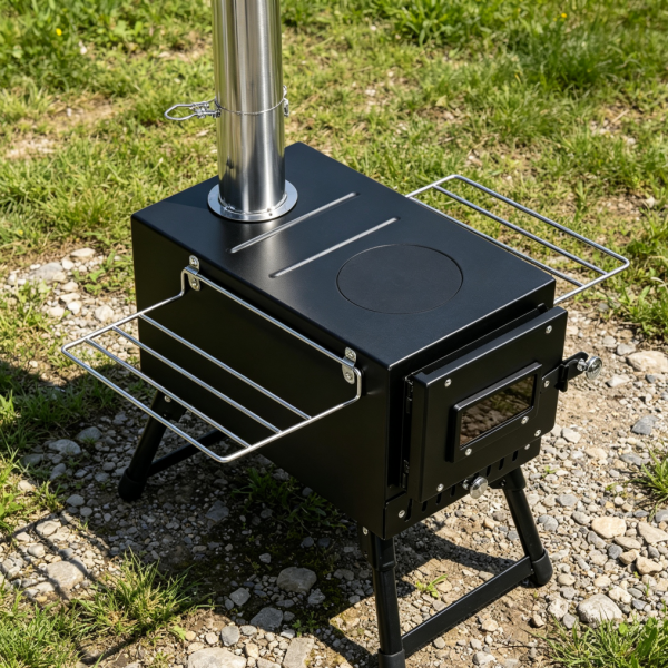 Hot Tent Stove with 7-Section Chimney and HeatControl