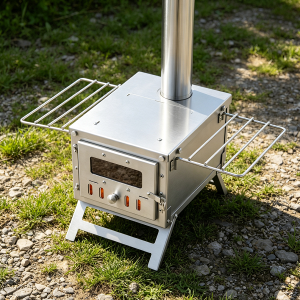 Stainless Steel Tent Stove with 640in鲁 Firebox and 8 Chimneys