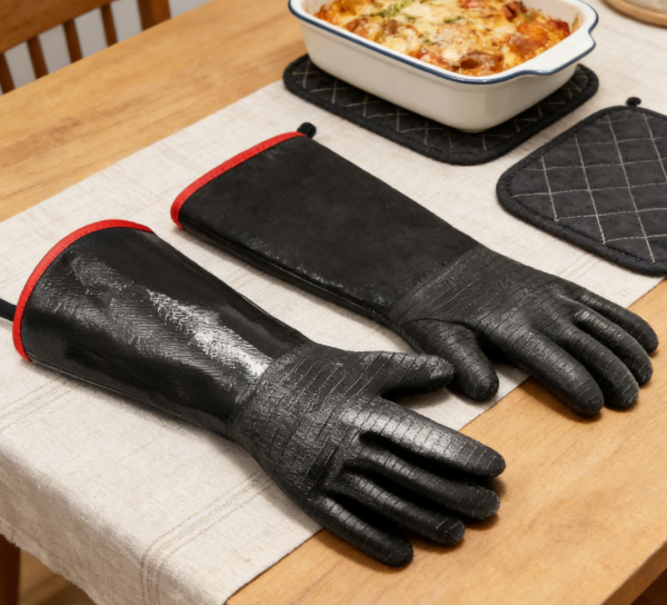 2-Pair 14-Inch Waterproof BBQ Gloves – 1472°F Heat Resistance, S-Hook, for Oven & Smoker