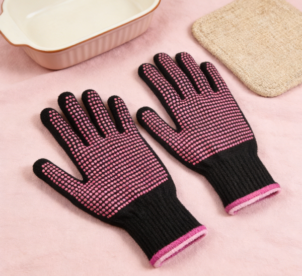 2-Pair Silicone-Bump Heat-Resistant Gloves – Professional for Hair Styling & Sublimation
