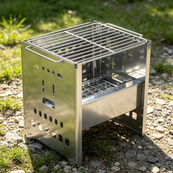 Stainless Steel Folding Wood Stove with Grill
