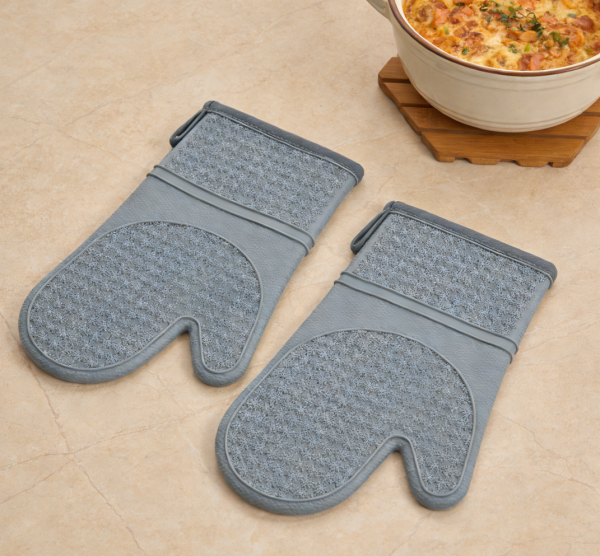 2-Pair 11.6-Inch Silicone Oven Mitts – BPA-Free, Cotton Lining, Heat Safe to 500°F